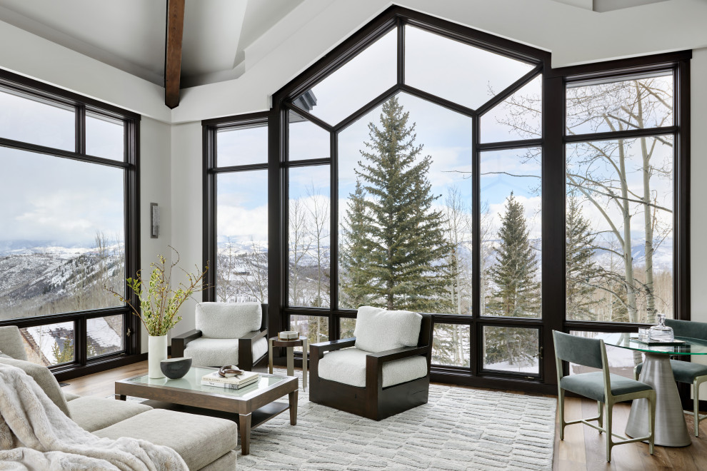 Mountain style home design photo in Denver