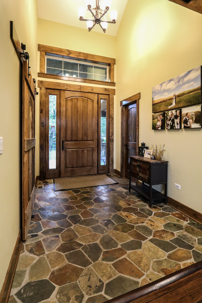 Inspiration for a rustic entryway remodel in Chicago