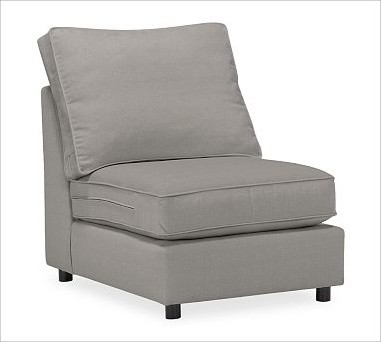 PB Comfort Roll Arm Upholstered Armless Chair, Box, Polyester Wrap ...