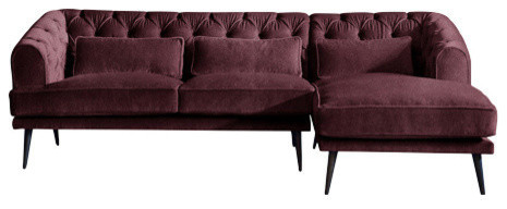 Earl Grey Chaise 3 Seater Sofa, Pinot Noir, Right Hand Facing