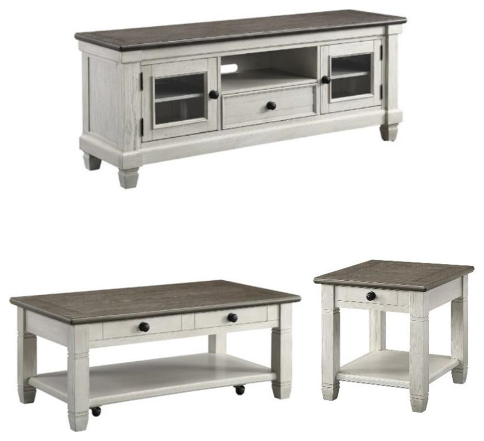 Home Square 3Piece Set with Coffee Table & End Table & TV Stand