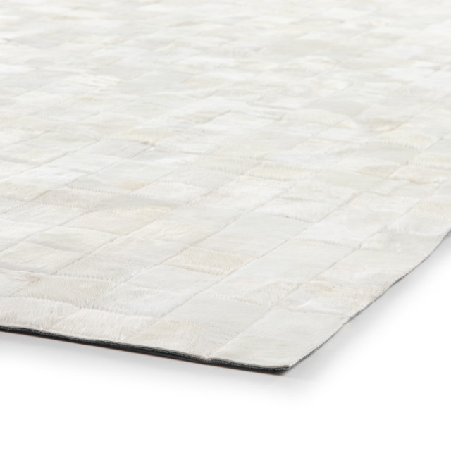 Tiled Hide Rug, White Hair On Hide, 9'x12' Contemporary Area Rugs by Four Hands Houzz