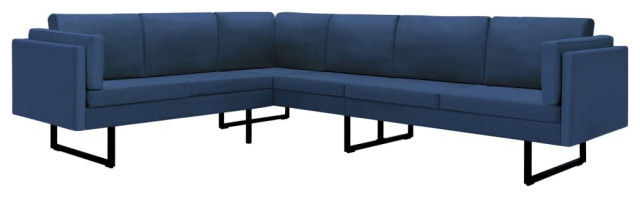 vidaXL Corner Sofa L-shaped Blue Fabric Steel Home Chaise Longue Loveseat -  Transitional - Sectional Sofas - by Vida XL International B.V. | Houzz