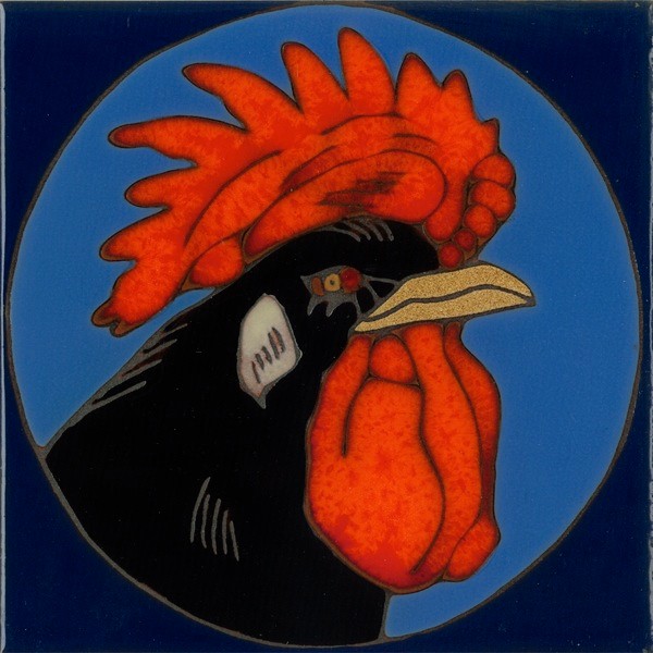 Rooster Hand Painted in USA Ceramic Tile