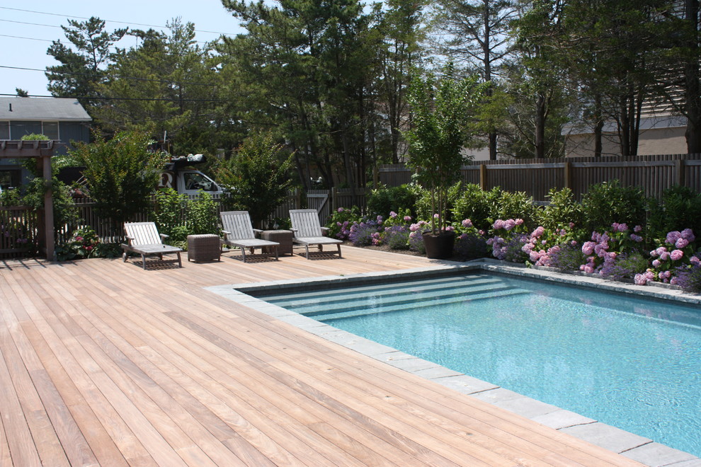 Photo of a beach style pool in New York.