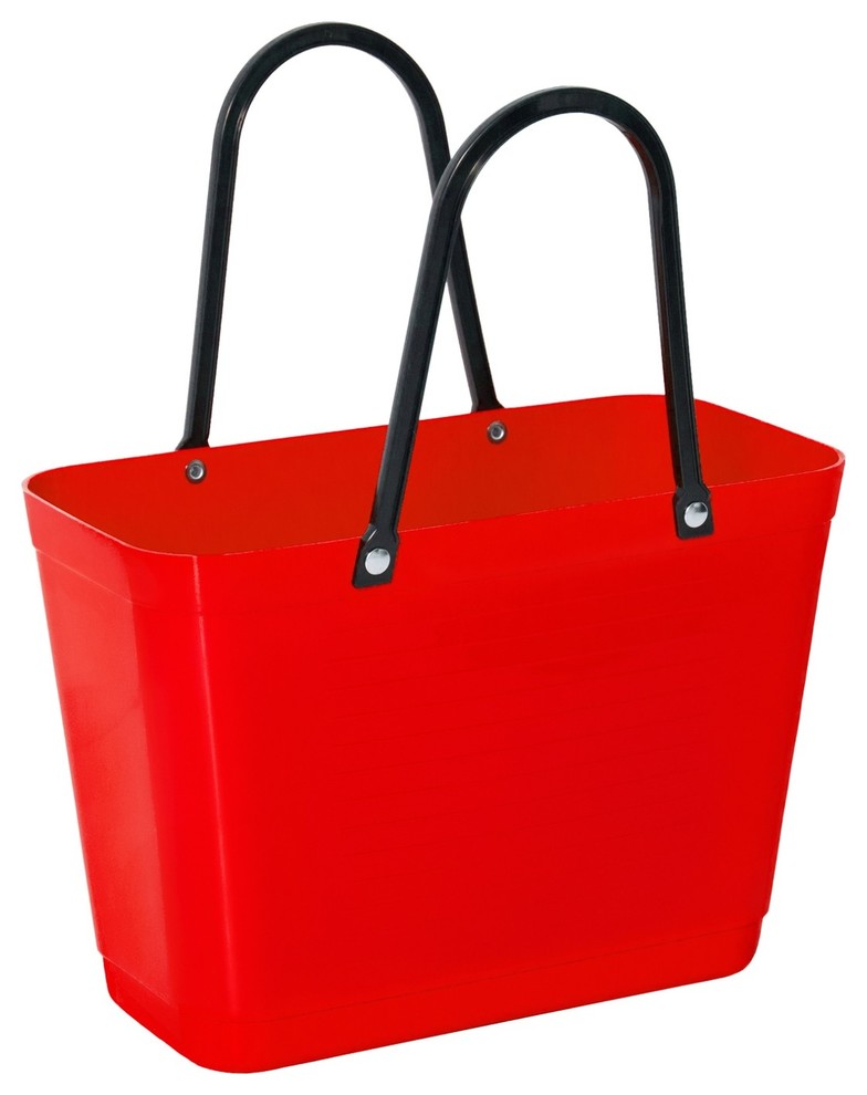 Hinza Reusable Grocery Tote Bag From Sweden - Recyclable or Green Plastic 2 size, Red, Mini