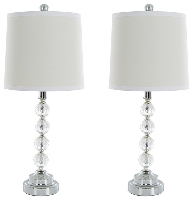 Table Lamps Set of 2, Faceted Crystal Balls (2 LED Bulbs included) by Lavish Home