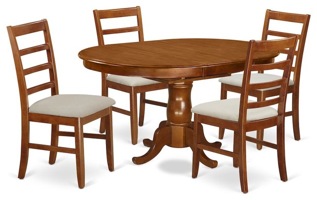 5 Piece Set Portland Dining Table Featuring Leaf And 4 Upholstered Seat Chairs 5 Piece Set Portland Dining Table Featuring Leaf And 4 Upholstered Seat Chairs