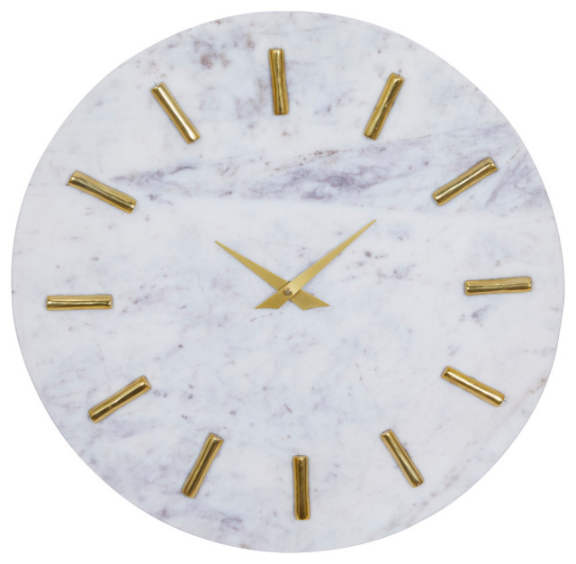 Contemporary White Marble Wall Clock 67837 Contemporary Wall Clocks