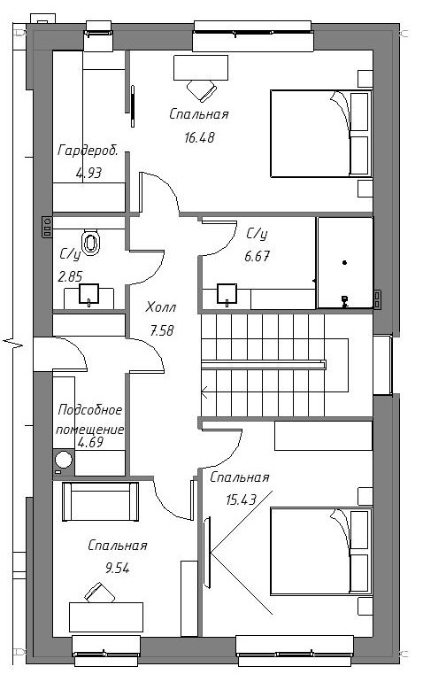 Простой двухэтажный дом