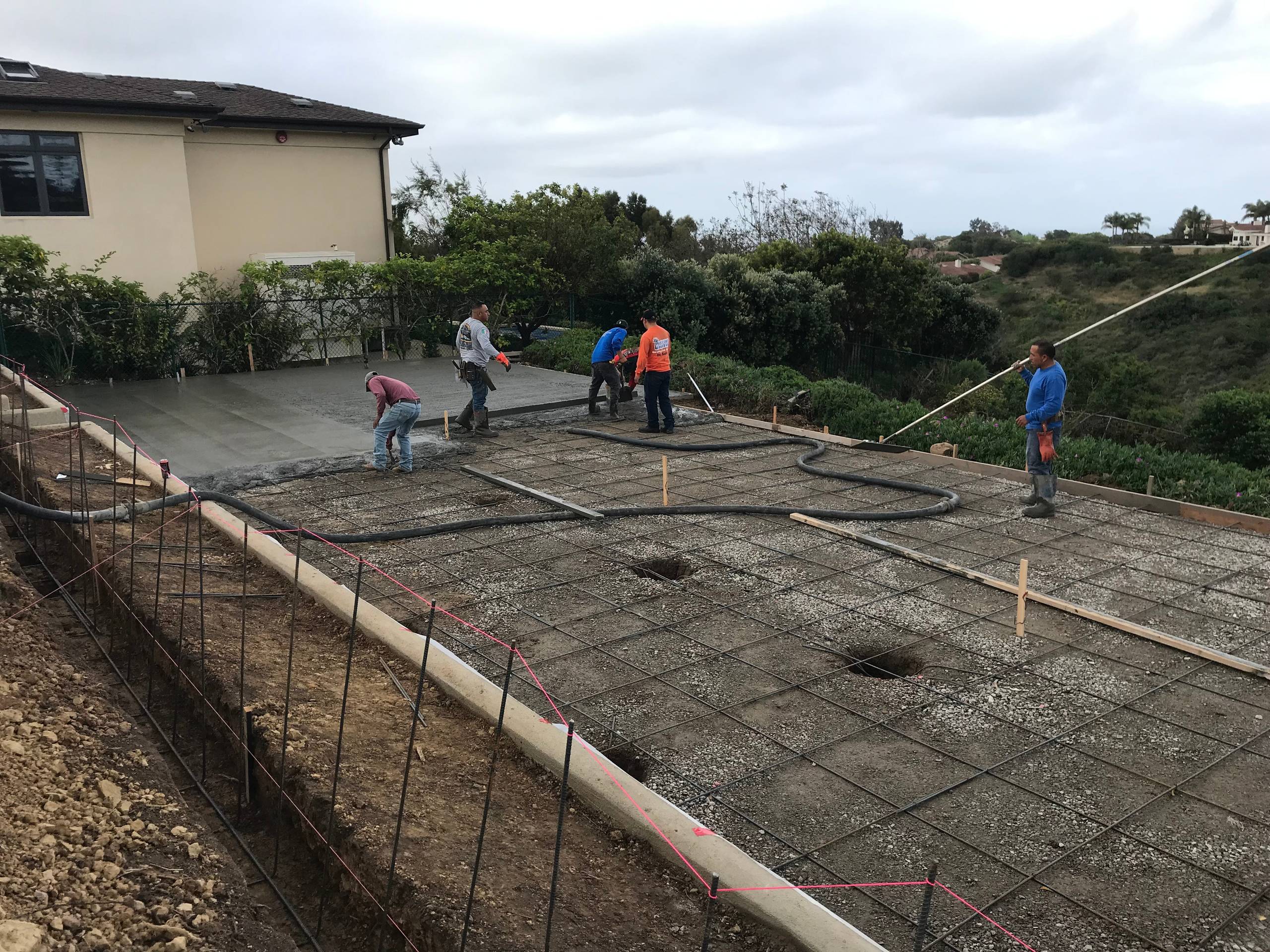 Concrete Pour New Slab with Footings in La Jolla