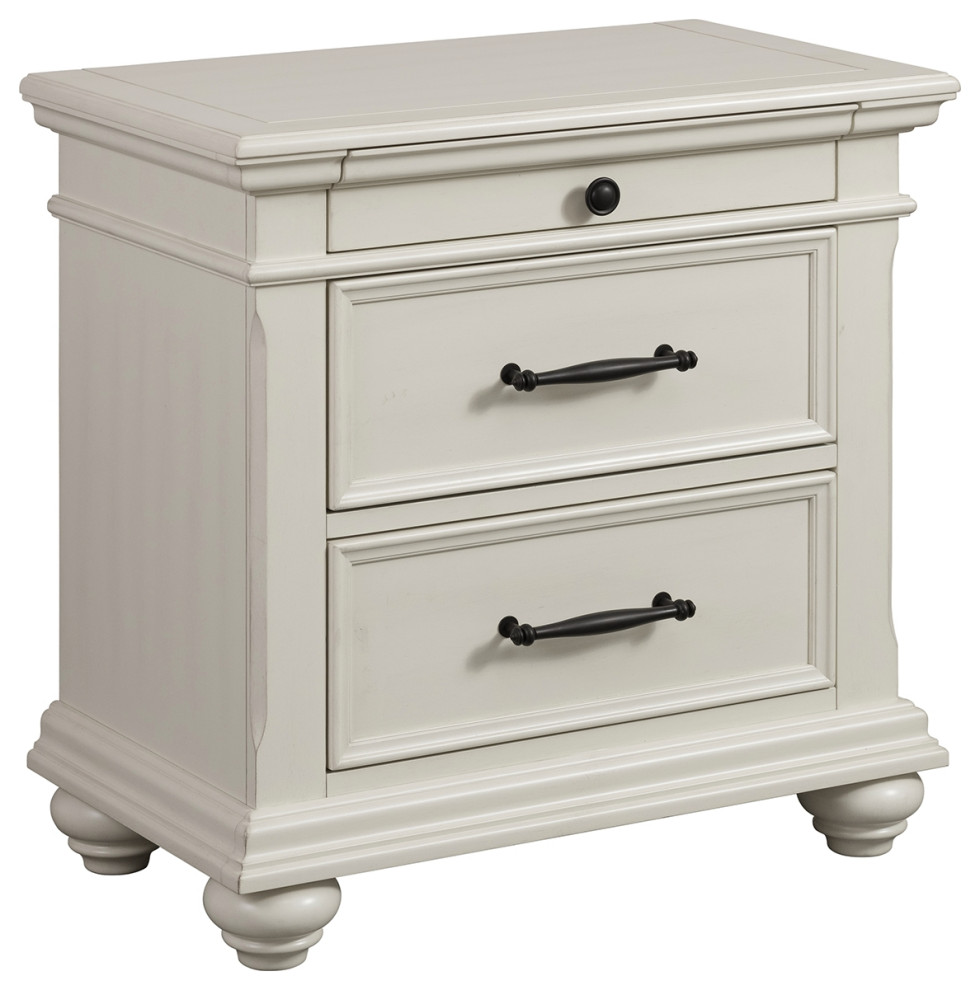 Brooks 3Drawer Nightstand With USB Ports Traditional Nightstands