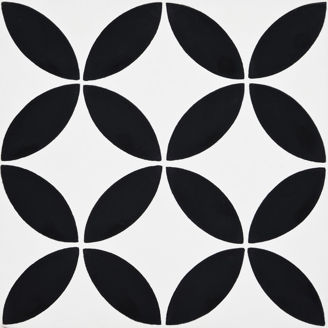 8 X8 Amlo Handmade Cement Tile White Black Set Of 12 8 X8 Amlo Handmade Cement Tile White Black