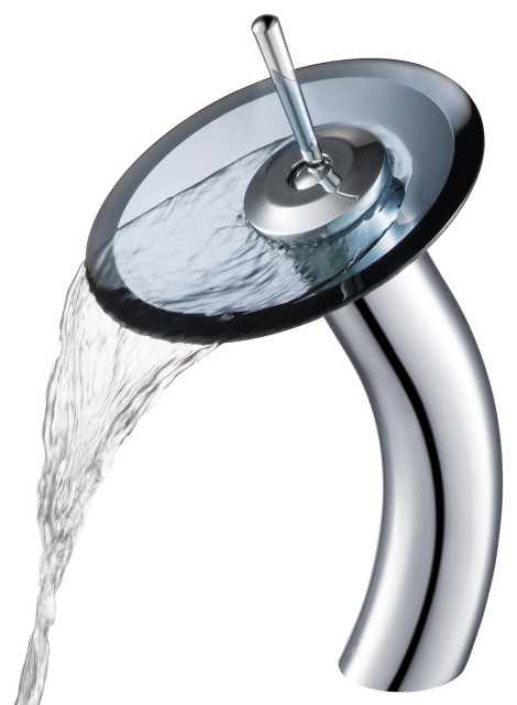 Kraus Glass Waterfall Vessel Bathroom Faucet Chrome Contemporary