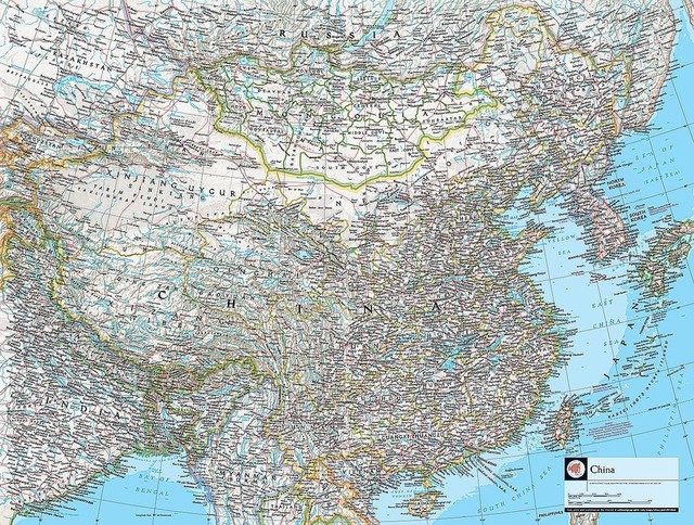 Map of China Wallpaper Wall Mural, Self-Adhesive