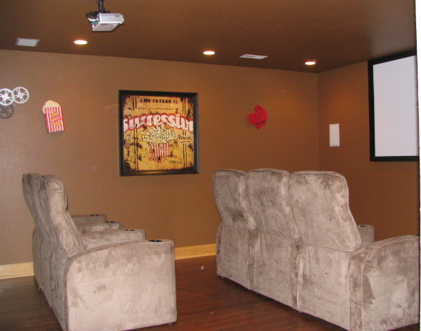 Home theater - rustic home theater idea
