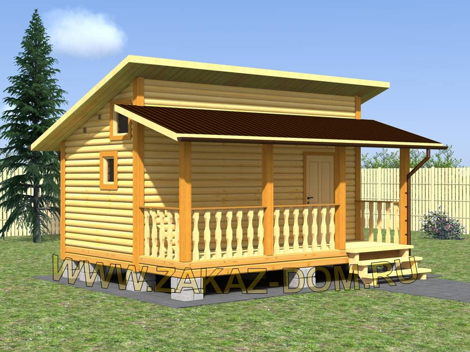 Проект одноэтажной бани из бруса (6х4.5 м) : Б-111