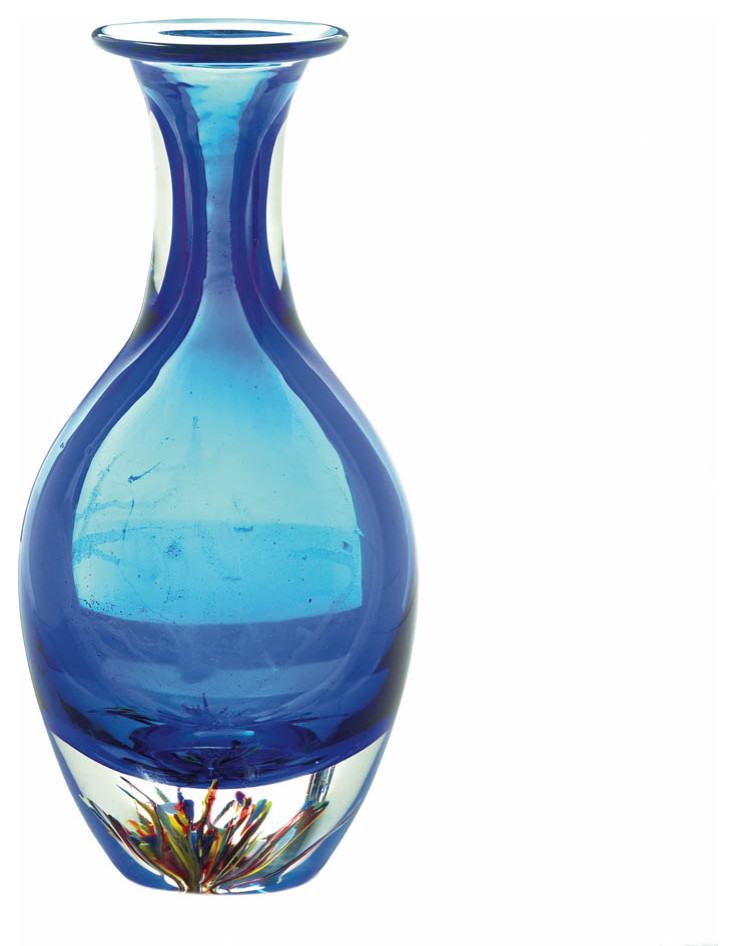 Blue Art Glass Bottleneck Vase Contemporary Vases by Virventures