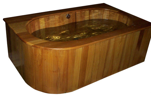 Drop-In木制Ofuro浴缸在柏木，60“，浴缸浸泡