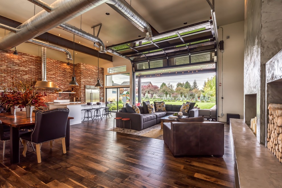 This is an example of an industrial family room in Boise.