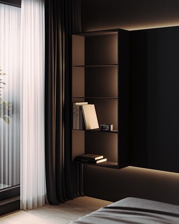 Акцентная стена фактурной штукатуркой под кирпич в сочетании с матовыми стенами