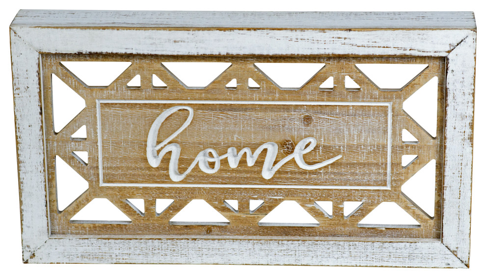 Wood Sign "Home" Farmhouse Wall Accents by VIP International Houzz