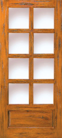 Single Door Exterior Knotty Alder, 8-Lite 1-Panel, Southwest Home