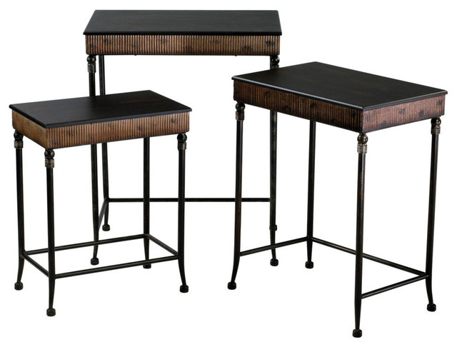 Empire Iron and Wood Nesting Tables, 3-Piece Set