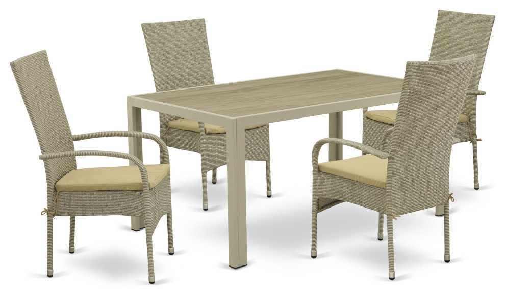 Juos5-03A, 5-Piece Set, Table and 4 Armchair With Cushion