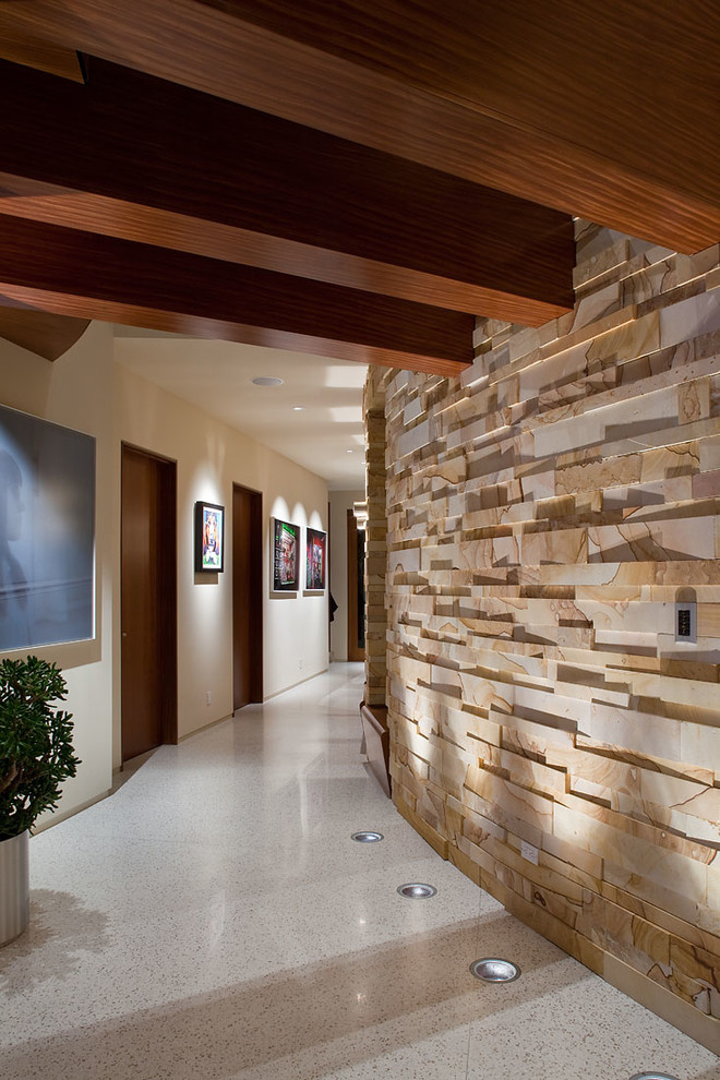 Design ideas for a contemporary hallway in Las Vegas with beige walls.