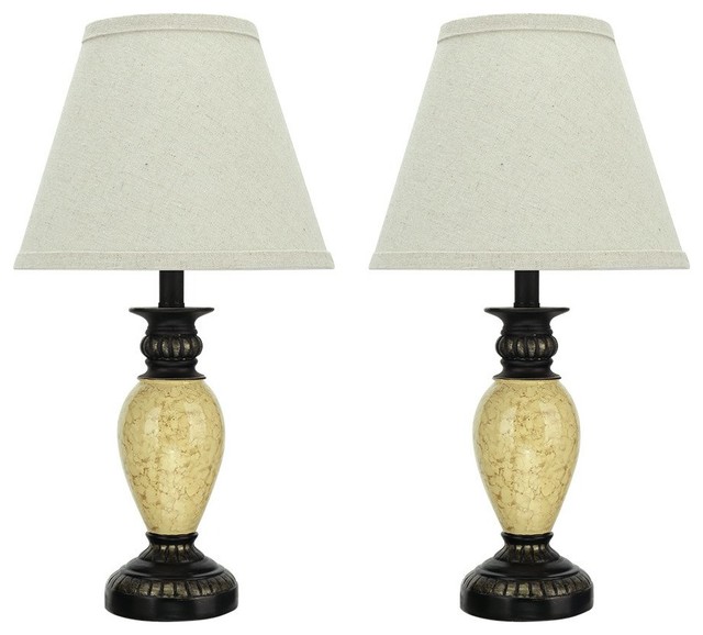 40105, 2-Pack Set, 17 1/4" H Poly Table Lamp, Bronze Finish & Marbilized Accent