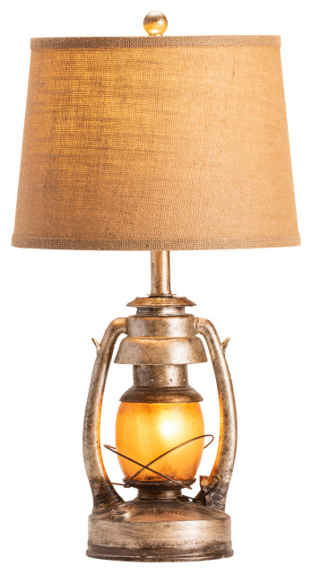 Antique Style Oil Lantern Table Lamp, Vintage Oil Can Table Lamp