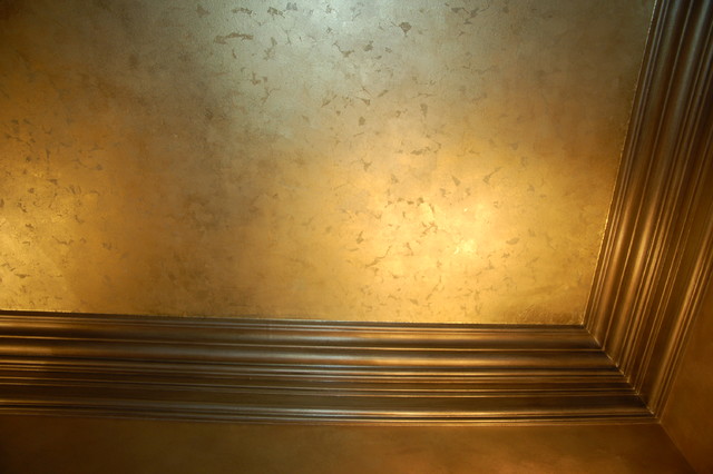Metallic Gold Plaster Troweled Walls Gilded Ceiling Metallic