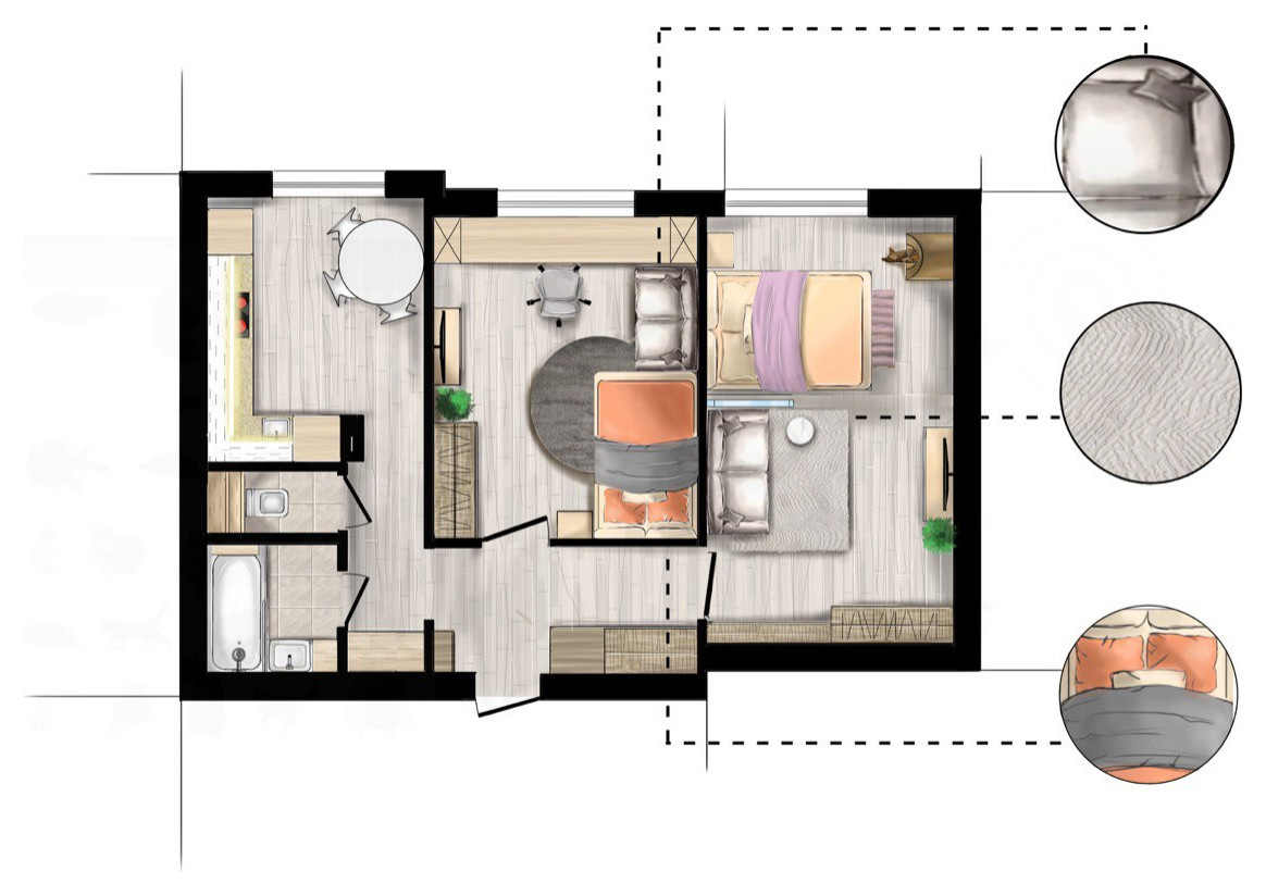 Дизайн-проект квартиры 55 кв.м. Москва