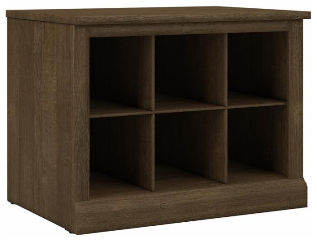 Woodland 24W Small Shoe Bench with Shelves in Ash Brown - Engineered Wood