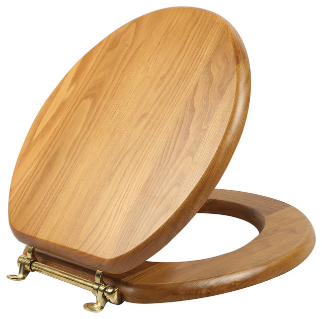 Dalton Round Toilet Seat, Concealed Screws, Honey Oak Finish
