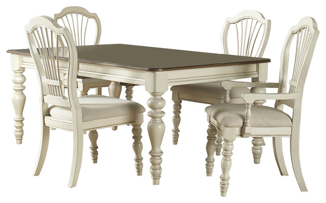 Hilale Pine Island 5 Piece Dining Room Set W Wheat Chairs Old White Hilale Pine Island 5 Piece Dining Room Set W Wheat Chairs Old White