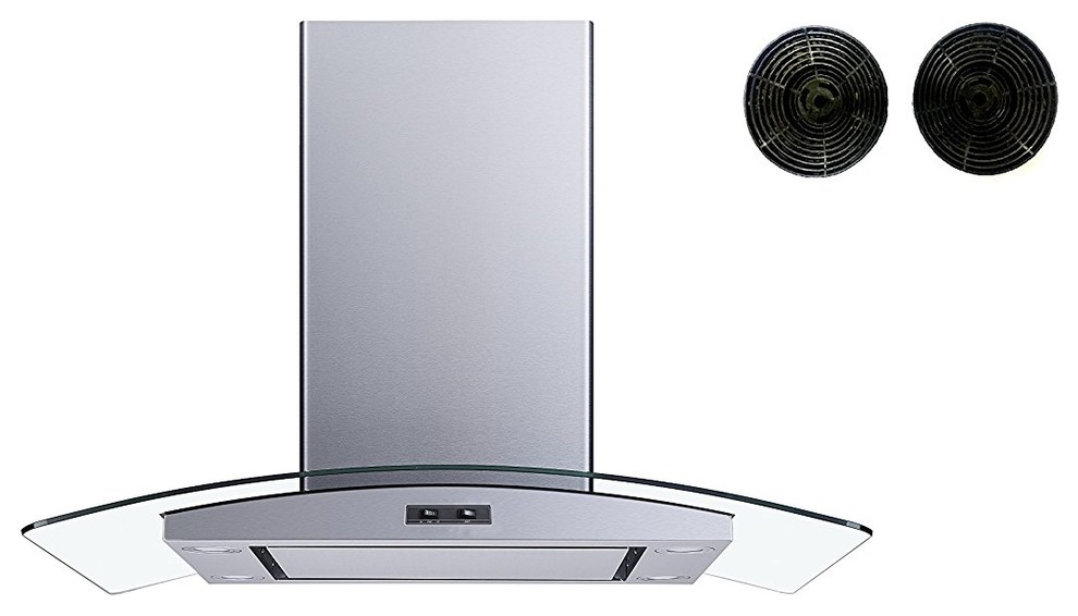 Winflo Convertible Island Range Hood, Charcoal Filters, 36