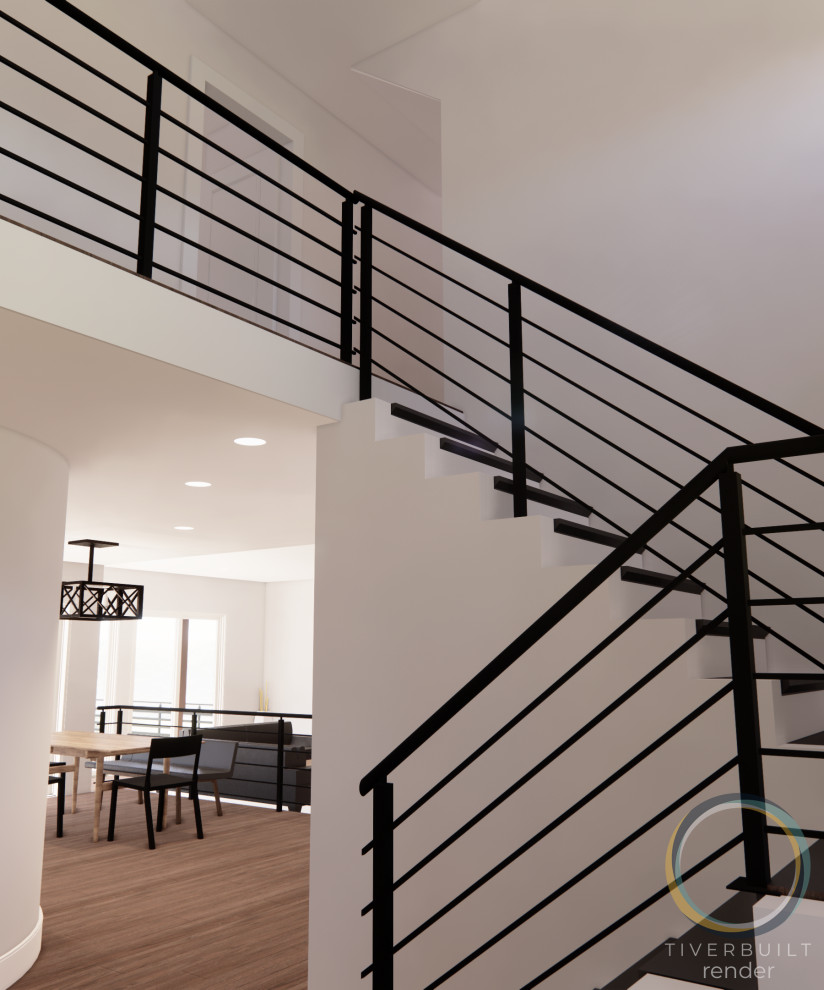 Example of a transitional staircase design in New York