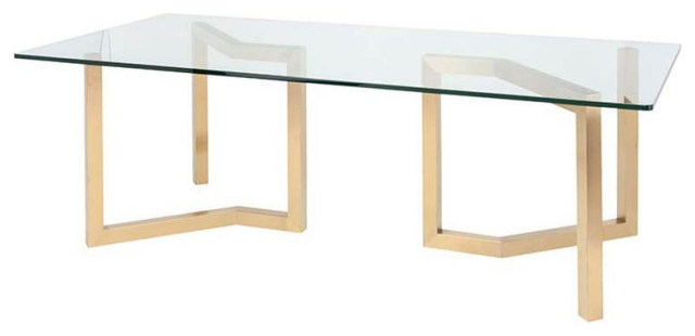 Paula 94.5 in. Dining Table in Clear and Gold