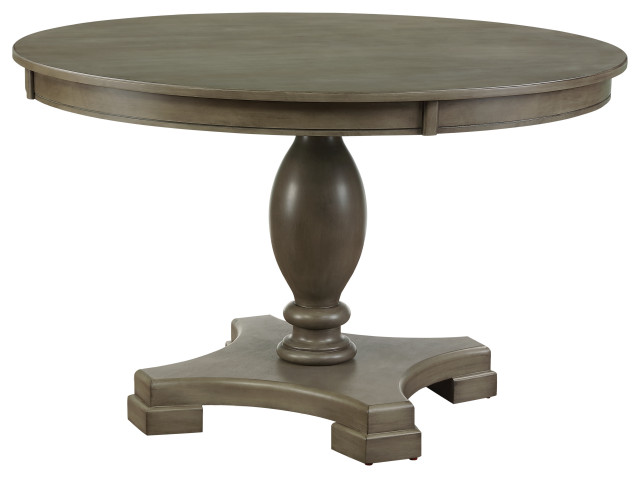ACME Waylon Dining Table With Single Pedestal, Gray Oak