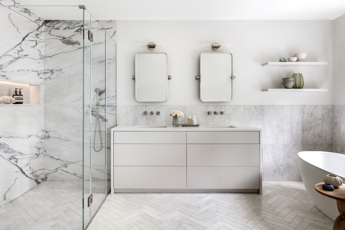 White Tile Bathroom