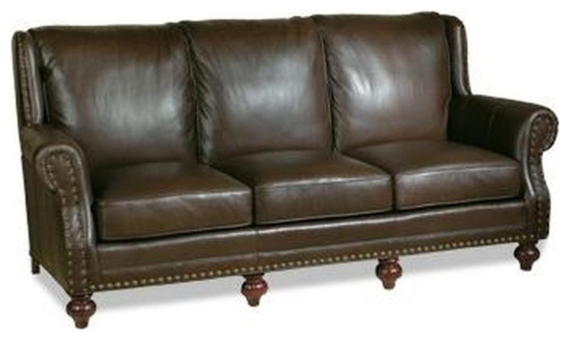 Leather Sofa Hand-Crafted USA  High Back  Nailhead  Top Grain
