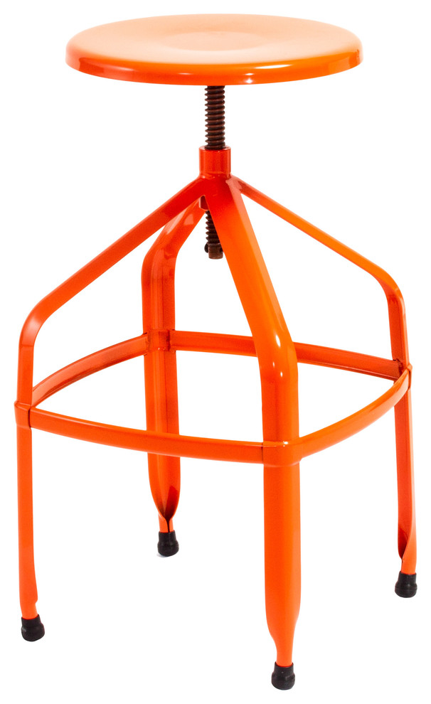 Izzy Steel Adjustable Swivel Stool, Orange
