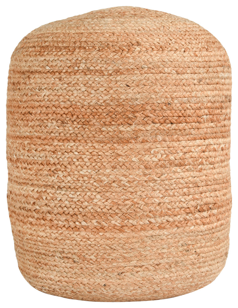 Louis 100% Jute 18" Wide Round Natural Pouf by Kosas Home