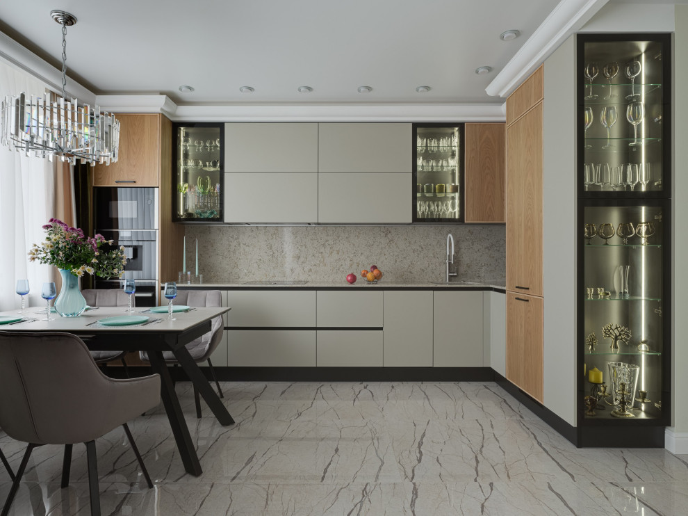 Кухня в светлых тонах для проекта в современном стиле