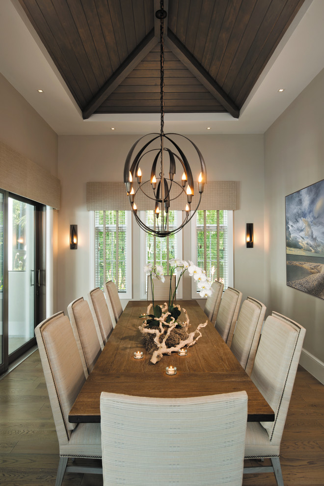 Design ideas for an expansive beach style dining room in Miami.
