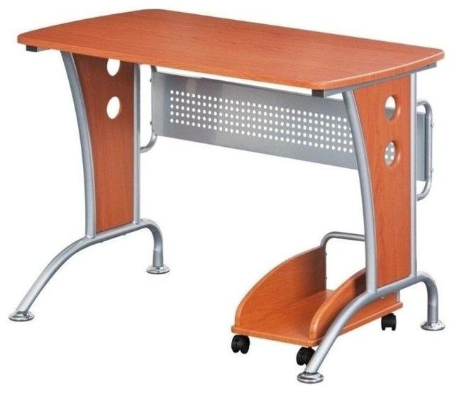 Scranton & Co Wood Top Computer Desk in Dark Honey Contemporary