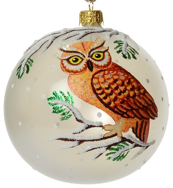 inchOwlinch Glass Christmas Ball Ornament