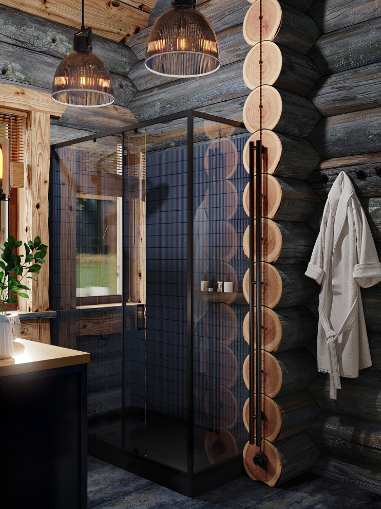 Дом из кело для рыбалки. Душевая комната